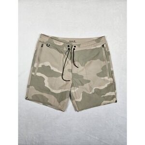Roark Layover Trail 3.0 Hybrid Light Camo Shorts Brown‎ Men's 35 Nylon Stretch